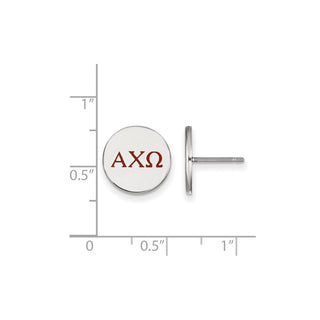 Sterling Silver Rhodium-plated LogoArt Alpha Chi Omega Sorority Greek Letters Color Enamel Post Earrings SS032ACO