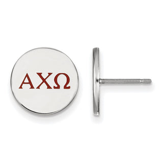 Sterling Silver Rhodium-plated LogoArt Alpha Chi Omega Sorority Greek Letters Color Enamel Post Earrings SS032ACO