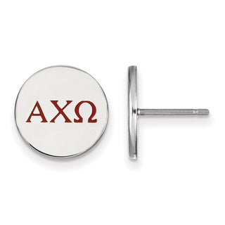 Sterling Silver Rhodium-plated LogoArt Alpha Chi Omega Sorority Greek Letters Color Enamel Post Earrings SS032ACO