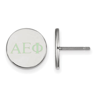 Sterling Silver Rhodium-plated LogoArt Alpha Epsilon Phi Sorority Greek Letters Color Enamel Post Earrings SS032AEP