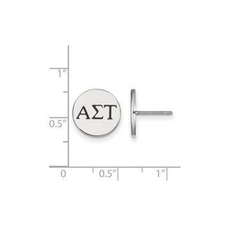 Sterling Silver Rhodium-plated LogoArt Alpha Sigma Tau Sorority Greek Letters Color Enamel Post Earrings SS032ALS
