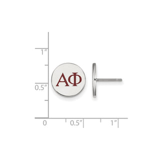 Sterling Silver Rhodium-plated LogoArt Alpha Phi Sorority Greek Letters Color Enamel Post Earrings SS032APH