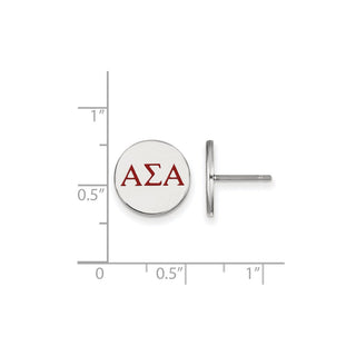 Sterling Silver Rhodium-plated LogoArt Alpha Sigma Alpha Sorority Greek Letters Color Enamel Post Earrings SS032ASI