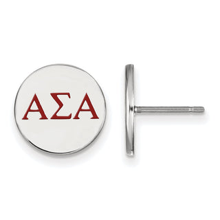 Sterling Silver Rhodium-plated LogoArt Alpha Sigma Alpha Sorority Greek Letters Color Enamel Post Earrings SS032ASI