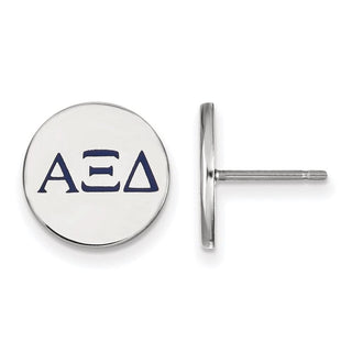 Sterling Silver Rhodium-plated LogoArt Alpha Xi Delta Sorority Greek Letters Color Enamel Post Earrings SS032AXD