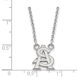 10k White Gold LogoArt Arizona State University A-S Small Pendant 18 inch Necklace