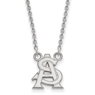 Sterling Silver Rhodium-plated LogoArt Arizona State University A-S Small Pendant 18 inch Necklace