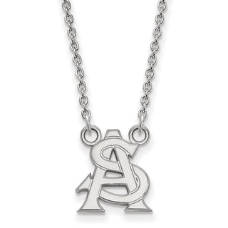 10k White Gold LogoArt Arizona State University A-S Small Pendant 18 inch Necklace