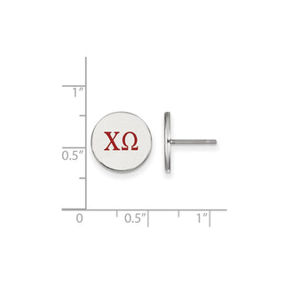 Sterling Silver Rhodium-plated LogoArt Chi Omega Sorority Greek Letters Color Enamel Post Earrings SS032CHO