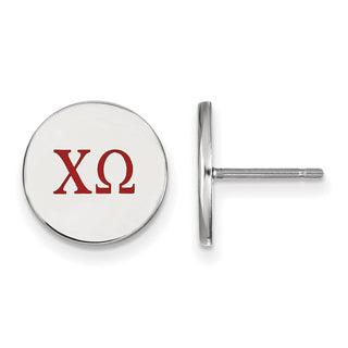 Sterling Silver Rhodium-plated LogoArt Chi Omega Sorority Greek Letters Color Enamel Post Earrings SS032CHO