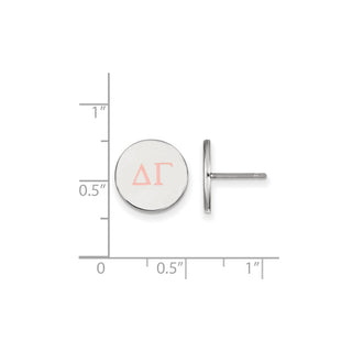 Sterling Silver Rhodium-plated LogoArt Delta Gamma Sorority Greek Letters Color Enamel Post Earrings SS032DG