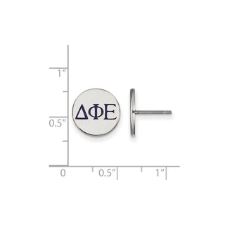 Sterling Silver Rhodium-plated LogoArt Delta Phi Epsilon Sorority Greek Letters Color Enamel Post Earrings SS032DPH