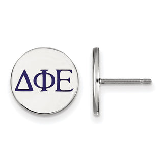 Sterling Silver Rhodium-plated LogoArt Delta Phi Epsilon Sorority Greek Letters Color Enamel Post Earrings SS032DPH