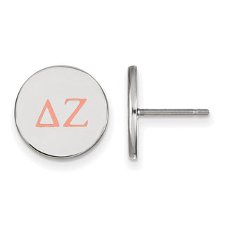 Sterling Silver Rhodium-plated LogoArt Delta Zeta Sorority Greek Letters Color Enamel Post Earrings SS032DZ