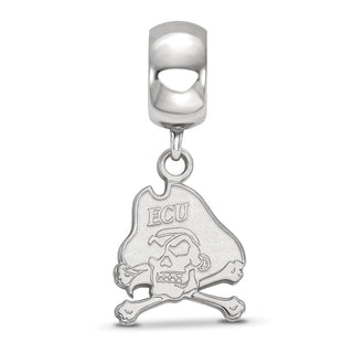 Sterling Silver Rhodium-plated LogoArt East Carolina University Pirate Small Dangle Bead Charm SS032ECU