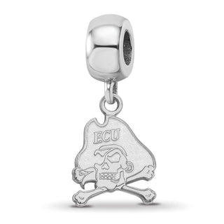Sterling Silver Rhodium-plated LogoArt East Carolina University Pirate Small Dangle Bead Charm SS032ECU