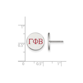 Sterling Silver Rhodium-plated LogoArt Gamma Phi Beta Sorority Greek Letters Color Enamel Post Earrings SS032GPB