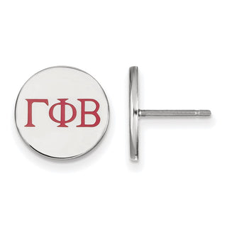 Sterling Silver Rhodium-plated LogoArt Gamma Phi Beta Sorority Greek Letters Color Enamel Post Earrings SS032GPB