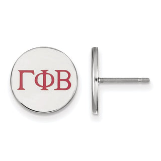 Sterling Silver Rhodium-plated LogoArt Gamma Phi Beta Sorority Greek Letters Color Enamel Post Earrings SS032GPB