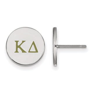 Sterling Silver Rhodium-plated LogoArt Kappa Delta Sorority Greek Letters Color Enamel Post Earrings SS032KD