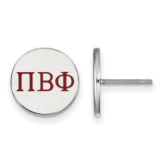 Sterling Silver Rhodium-plated LogoArt Pi Beta Phi Sorority Greek Letters Color Enamel Post Earrings SS032PBP