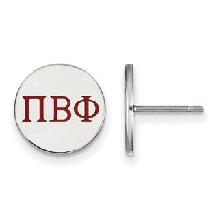 Sterling Silver Rhodium-plated LogoArt Pi Beta Phi Sorority Greek Letters Color Enamel Post Earrings SS032PBP