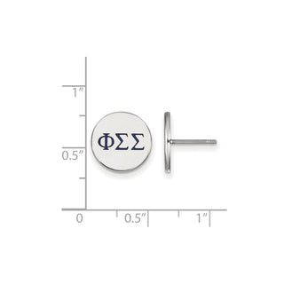 Sterling Silver Rhodium-plated LogoArt Phi Sigma Sigma Sorority Greek Letters Color Enamel Post Earrings SS032PSS