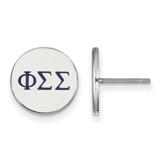 Sterling Silver Rhodium-plated LogoArt Phi Sigma Sigma Sorority Greek Letters Color Enamel Post Earrings SS032PSS