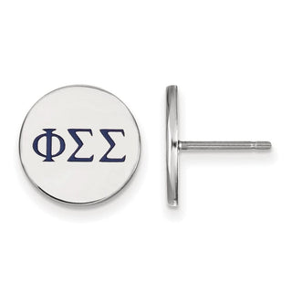 Sterling Silver Rhodium-plated LogoArt Phi Sigma Sigma Sorority Greek Letters Color Enamel Post Earrings SS032PSS