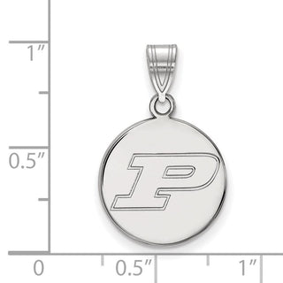 Sterling Silver Rhodium-plated LogoArt Purdue University Letter P Medium Disc Pendant