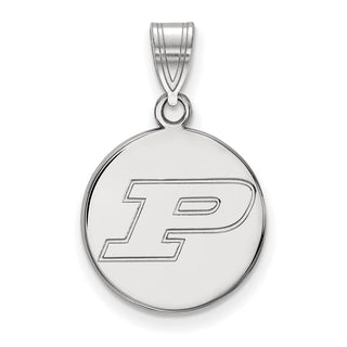 10k White Gold LogoArt Purdue University Letter P Medium Disc Pendant