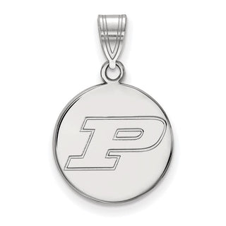 10k White Gold LogoArt Purdue University Letter P Medium Disc Pendant