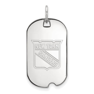 Sterling Silver Rhodium-plated NHL LogoArt New York Rangers Small Dog Tag Pendant