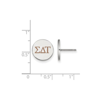 Sterling Silver Rhodium-plated LogoArt Sigma Delta Tau Sorority Greek Letters Color Enamel Post Earrings SS032SDT