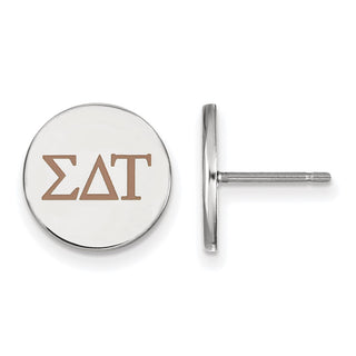 Sterling Silver Rhodium-plated LogoArt Sigma Delta Tau Sorority Greek Letters Color Enamel Post Earrings SS032SDT
