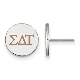 Sterling Silver Rhodium-plated LogoArt Sigma Delta Tau Sorority Greek Letters Color Enamel Post Earrings SS032SDT