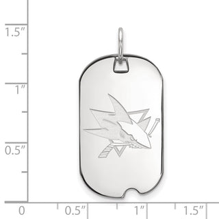 Sterling Silver Rhodium-plated NHL LogoArt San Jose Sharks Small Dog Tag Pendant