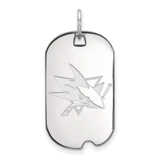 Sterling Silver Rhodium-plated NHL LogoArt San Jose Sharks Small Dog Tag Pendant