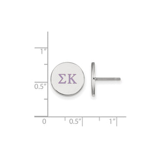 Sterling Silver Rhodium-plated LogoArt Sigma Kappa Sorority Greek Letters Color Enamel Post Earrings SS032SKP