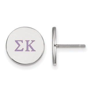 Sterling Silver Rhodium-plated LogoArt Sigma Kappa Sorority Greek Letters Color Enamel Post Earrings SS032SKP