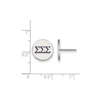 Sterling Silver Rhodium-plated LogoArt Sigma Sigma Sigma Sorority Greek Letters Color Enamel Post Earrings SS032SSS