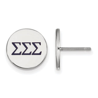 Sterling Silver Rhodium-plated LogoArt Sigma Sigma Sigma Sorority Greek Letters Color Enamel Post Earrings SS032SSS