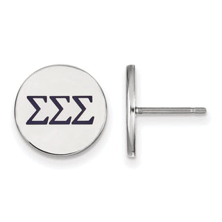 Sterling Silver Rhodium-plated LogoArt Sigma Sigma Sigma Sorority Greek Letters Color Enamel Post Earrings SS032SSS