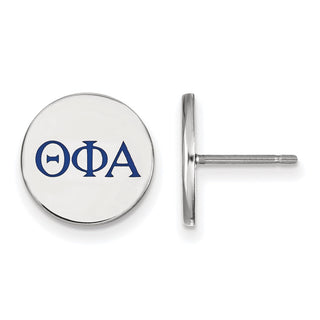 Sterling Silver Rhodium-plated LogoArt Theta Phi Alpha Sorority Greek Letters Color Enamel Post Earrings SS032TPA