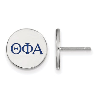 Sterling Silver Rhodium-plated LogoArt Theta Phi Alpha Sorority Greek Letters Color Enamel Post Earrings SS032TPA
