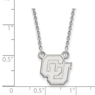 14k White Gold LogoArt University of Colorado C-U Small Pendant 18 inch Necklace