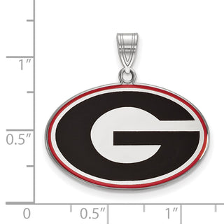 Sterling Silver Rhodium-plated LogoArt University of Georgia Letter G Large Enameled Pendant
