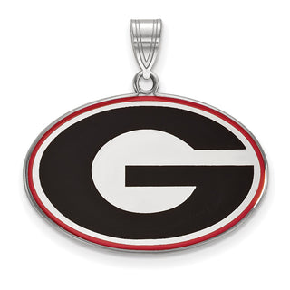 Sterling Silver Rhodium-plated LogoArt University of Georgia Letter G Large Enameled Pendant