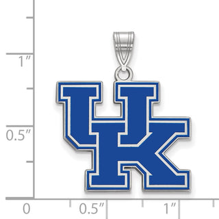 Sterling Silver Rhodium-plated LogoArt University of Kentucky U-K Large Enameled Pendant