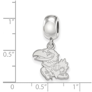 Sterling Silver Rhodium-plated LogoArt University of Kansas Jayhawk Small Dangle Bead Charm